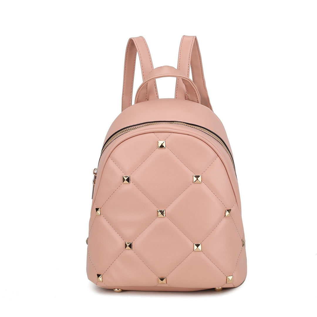 MKFCollection Hayden Quilted Backpack - Vegan Leather Designer Handbag Image 9