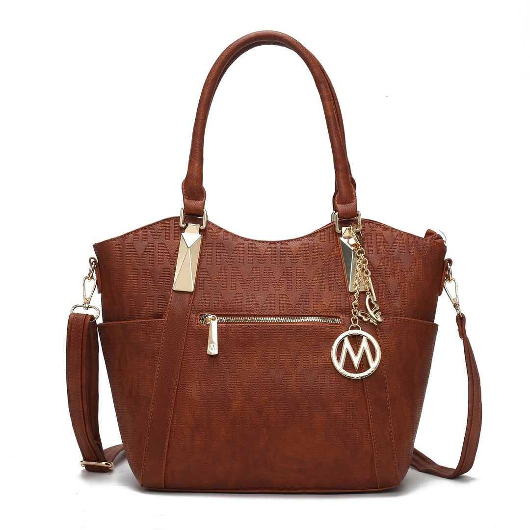 MKFCollection Hazel Signature Tote Bag - Vegan Leather Designer Handbag Image 4