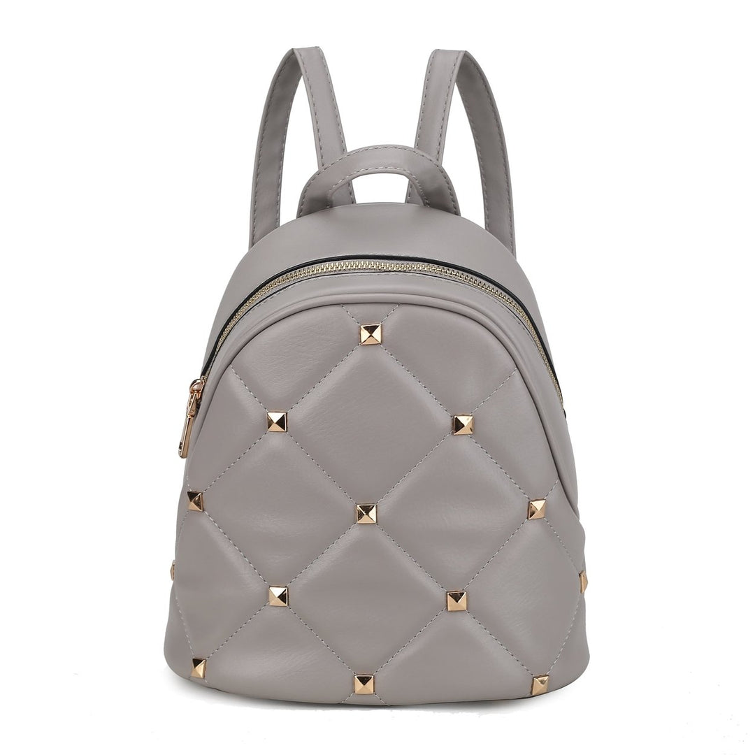 MKFCollection Hayden Quilted Backpack - Vegan Leather Designer Handbag Image 10