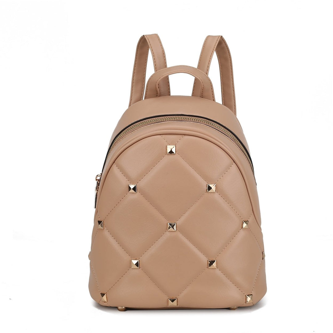 MKFCollection Hayden Quilted Backpack - Vegan Leather Designer Handbag Image 11