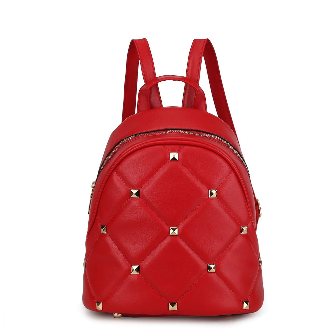 MKFCollection Hayden Quilted Backpack - Vegan Leather Designer Handbag Image 12