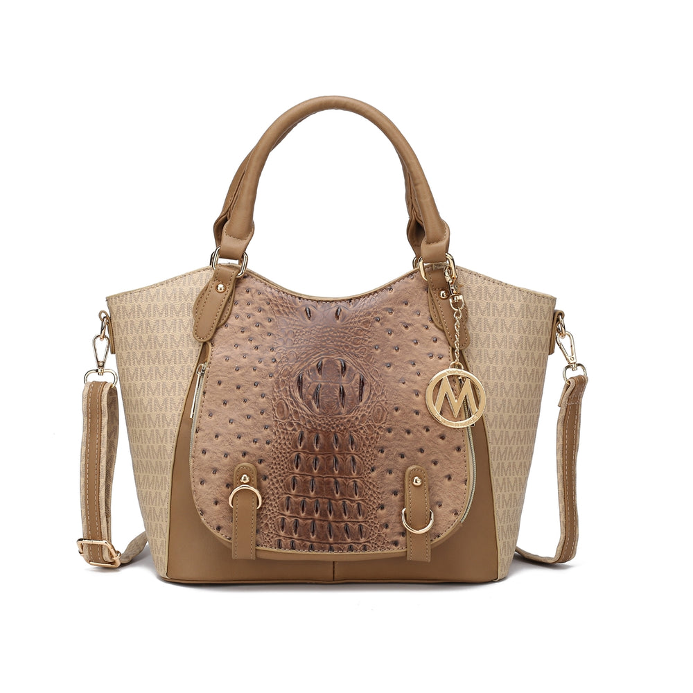 MKFCollection Jacqueline Signature Shoulder Bag - Vegan Leather Designer Handbag Image 2