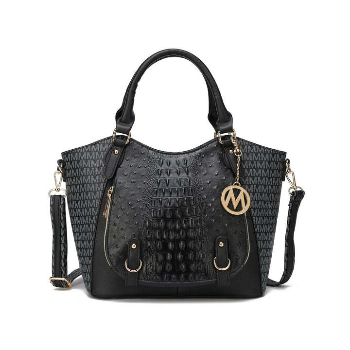 MKFCollection Jacqueline Signature Shoulder Bag - Vegan Leather Designer Handbag Image 3