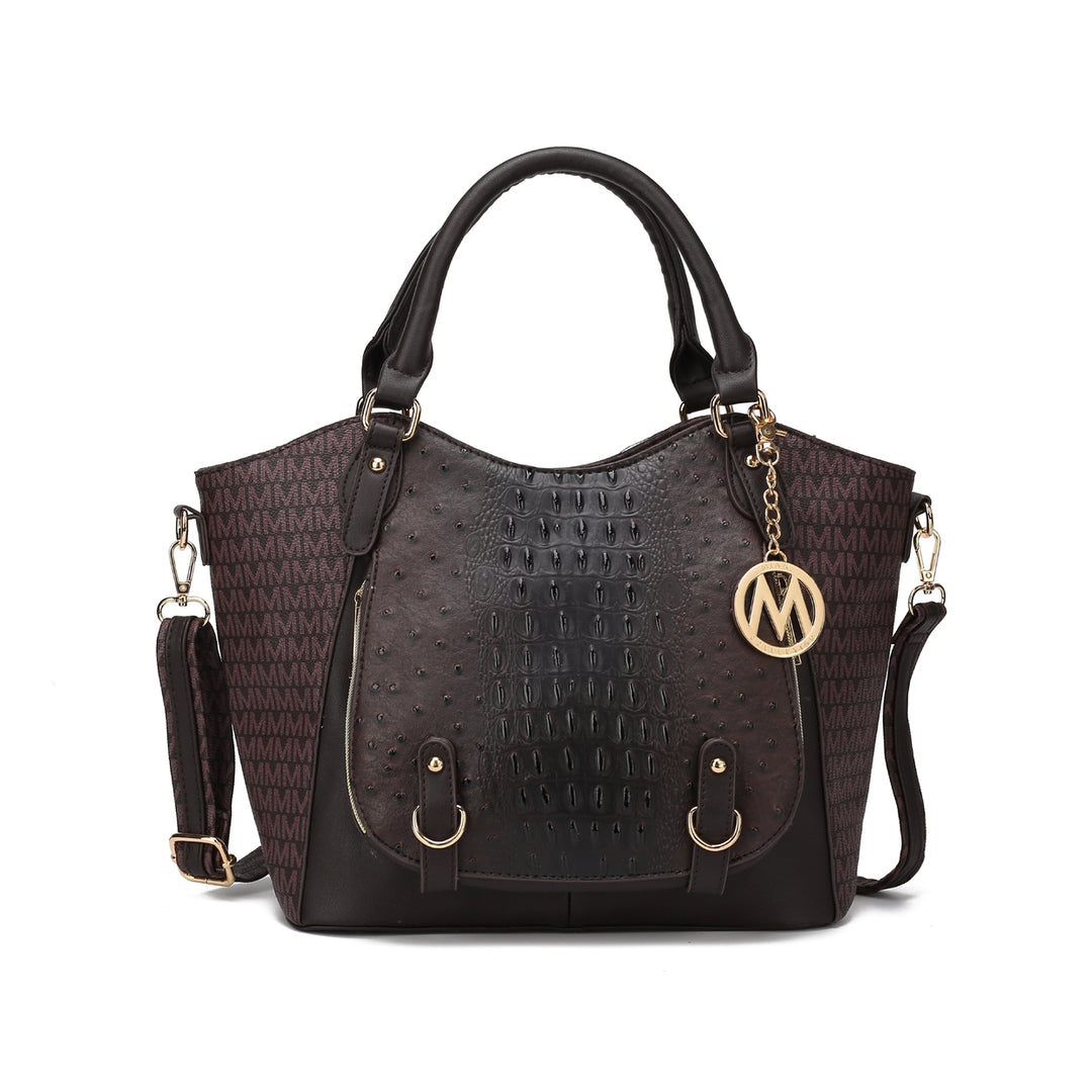 MKFCollection Jacqueline Signature Shoulder Bag - Vegan Leather Designer Handbag Image 4