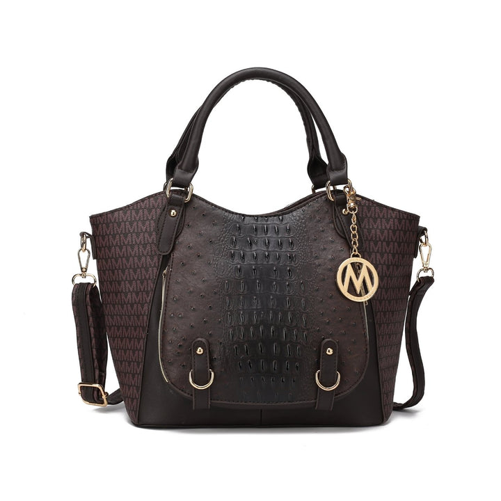 MKFCollection Jacqueline Signature Shoulder Bag - Vegan Leather Designer Handbag Image 1