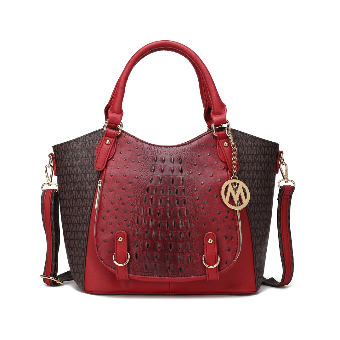 MKFCollection Jacqueline Signature Shoulder Bag - Vegan Leather Designer Handbag Image 7