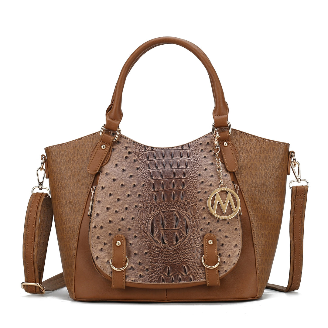 MKFCollection Jacqueline Signature Shoulder Bag - Vegan Leather Designer Handbag Image 9