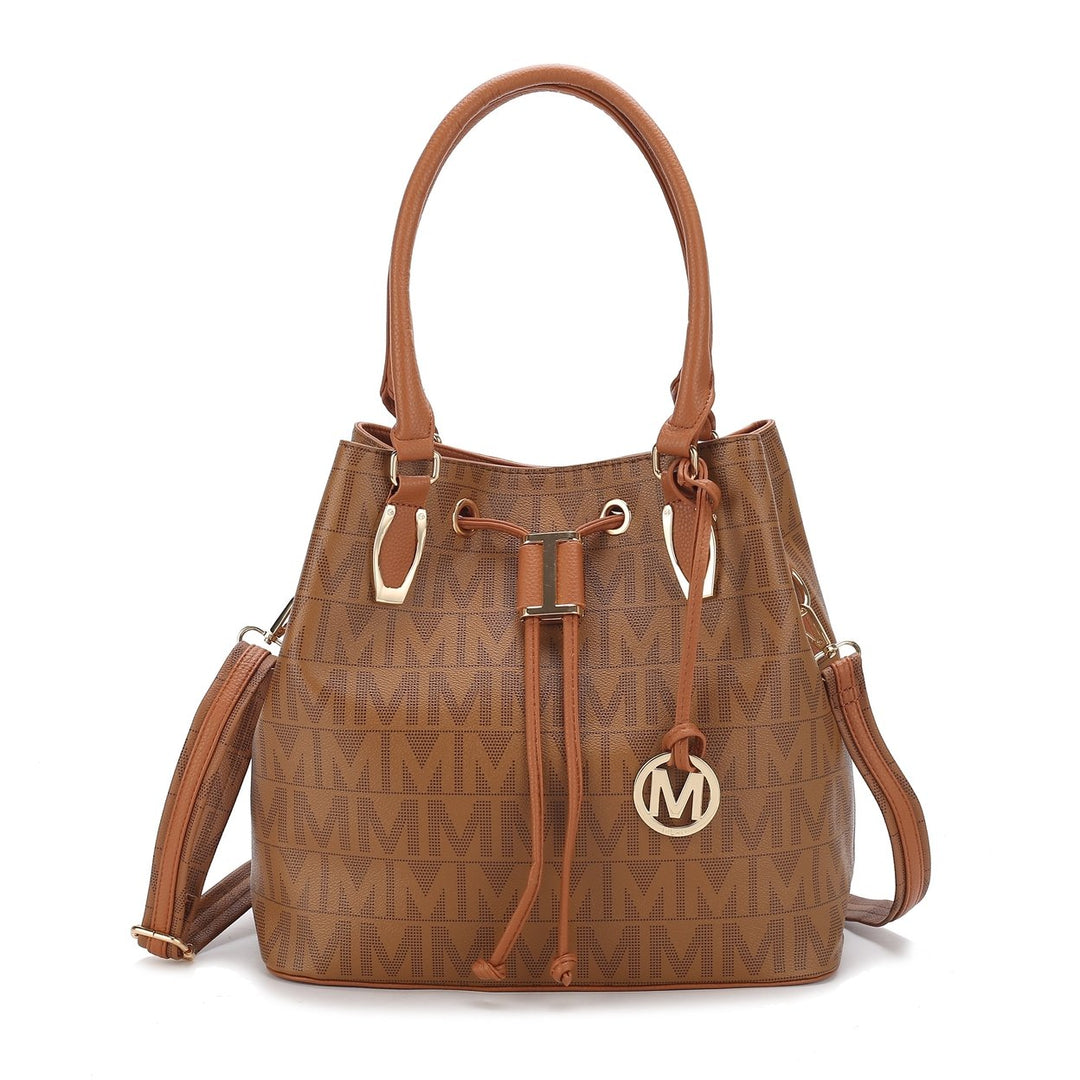 MKFCollection Jane Signature Bucket Bag - Vegan Leather Designer Handbag Image 1