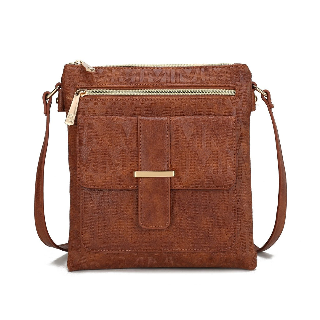 MKFCollection Janni Signature Crossbody Bag - Vegan Leather Designer Handbag Image 1