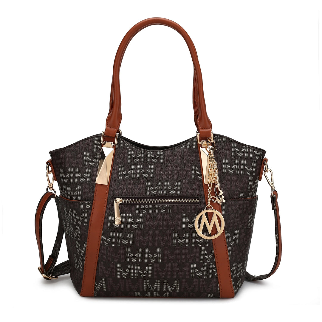 MKFCollection Jeneece Signature Tote Bag - Vegan Leather Designer Handbag Image 4