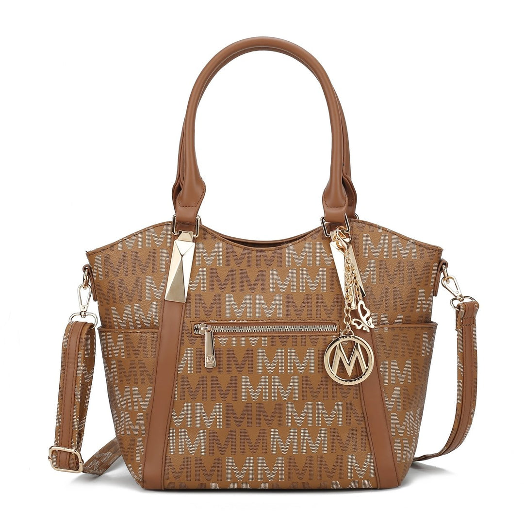 MKFCollection Jeneece Signature Tote Bag - Vegan Leather Designer Handbag Image 1