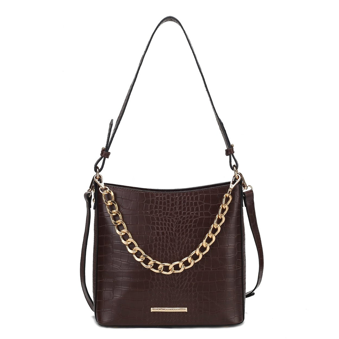 MKFCollection Bizzy Embossed Shoulder Bag - Vegan Leather Designer Handbag Image 4