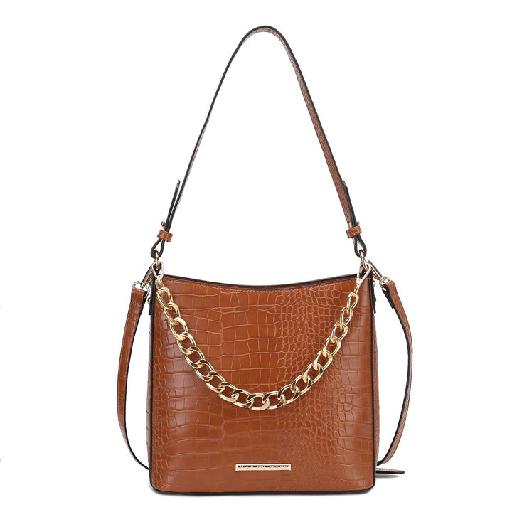 MKFCollection Bizzy Embossed Shoulder Bag - Vegan Leather Designer Handbag Image 4