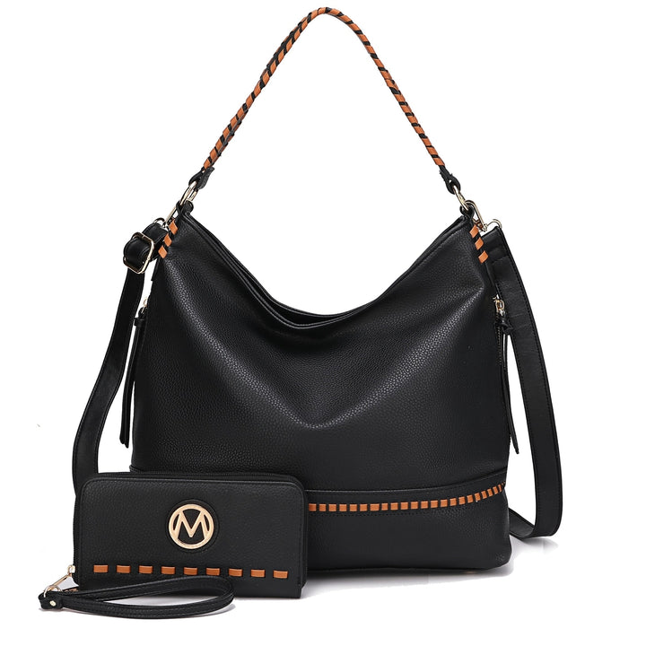 MKFCollection Blake Shoulder Bag and Set - Vegan Leather Designer Handbag Image 4