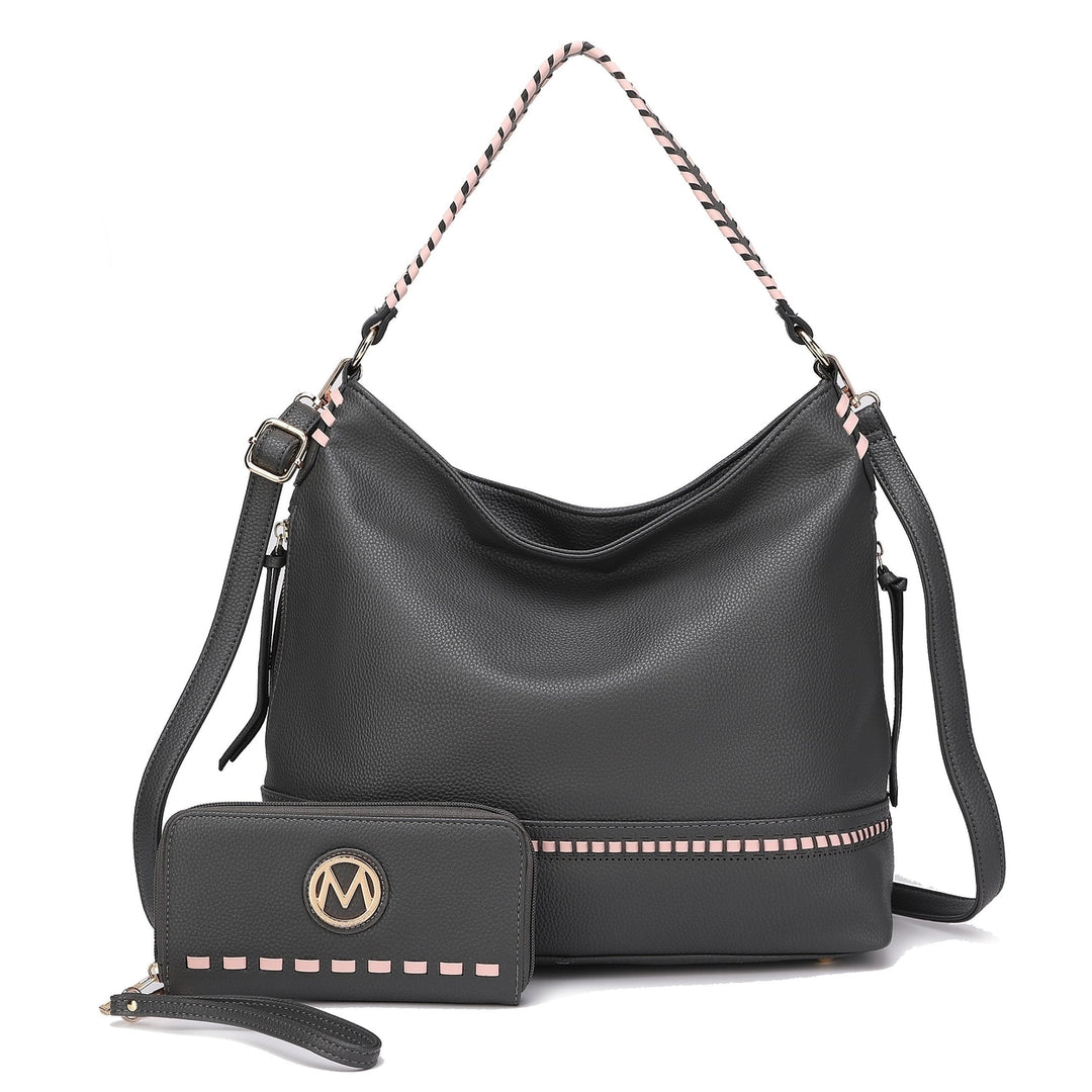 MKFCollection Blake Shoulder Bag and Set - Vegan Leather Designer Handbag Image 7