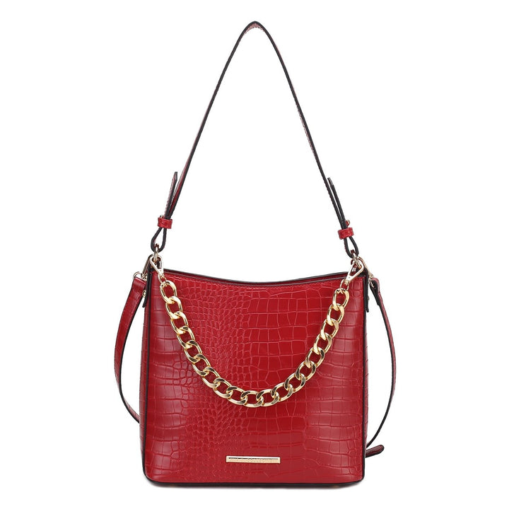 MKFCollection Bizzy Embossed Shoulder Bag - Vegan Leather Designer Handbag Image 1