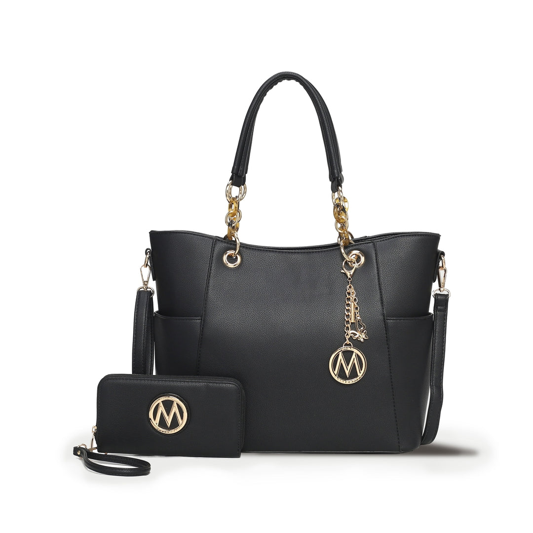 MKFCollection Bonita Tote Bag and Wallet Set - Vegan Leather Designer Handbag Image 2