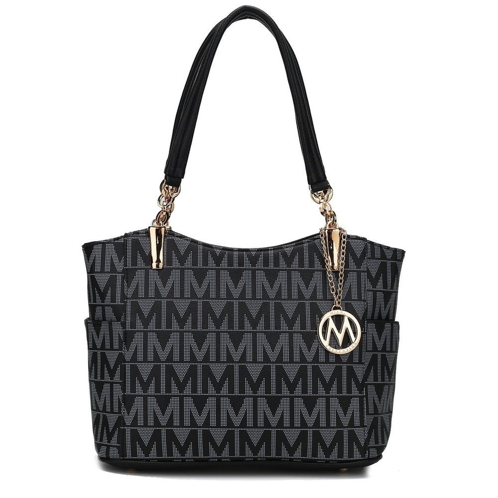 MKFCollection Braylee Signature Tote Bag - Vegan Leather Designer Handbag Image 2