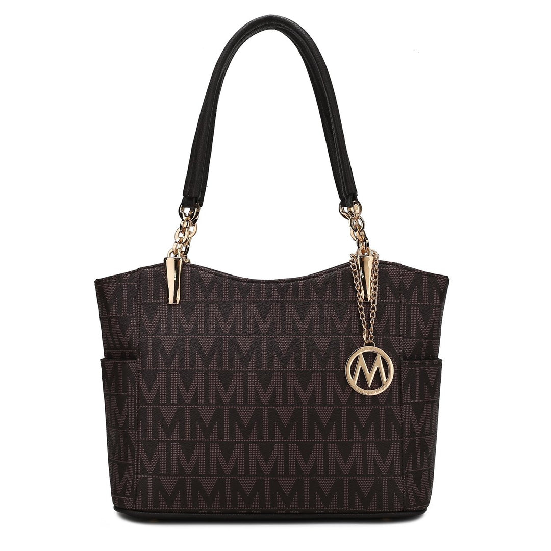 MKFCollection Braylee Signature Tote Bag - Vegan Leather Designer Handbag Image 4