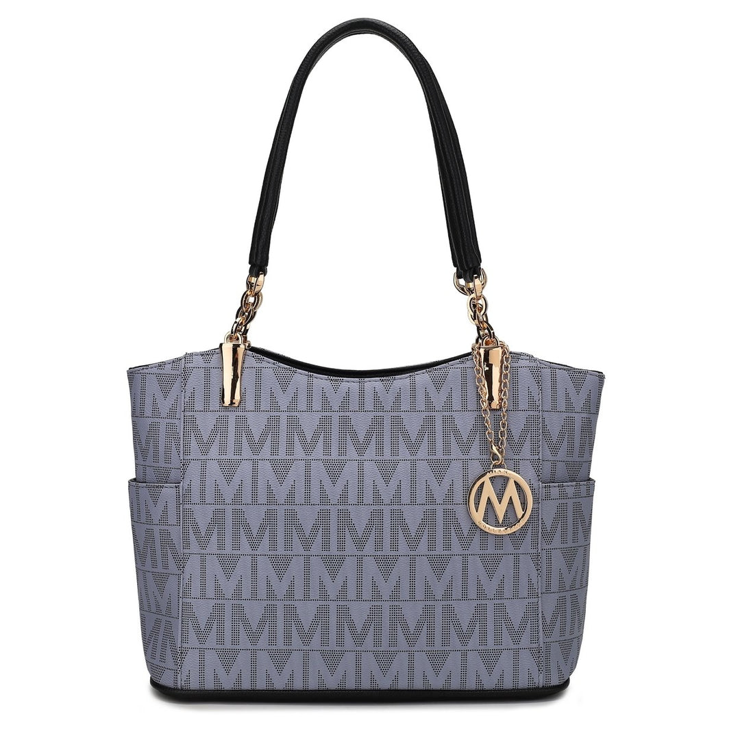 MKFCollection Braylee Signature Tote Bag - Vegan Leather Designer Handbag Image 1