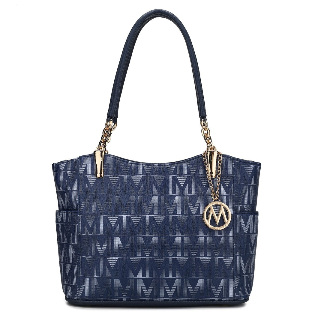 MKFCollection Braylee Signature Tote Bag - Vegan Leather Designer Handbag Image 8