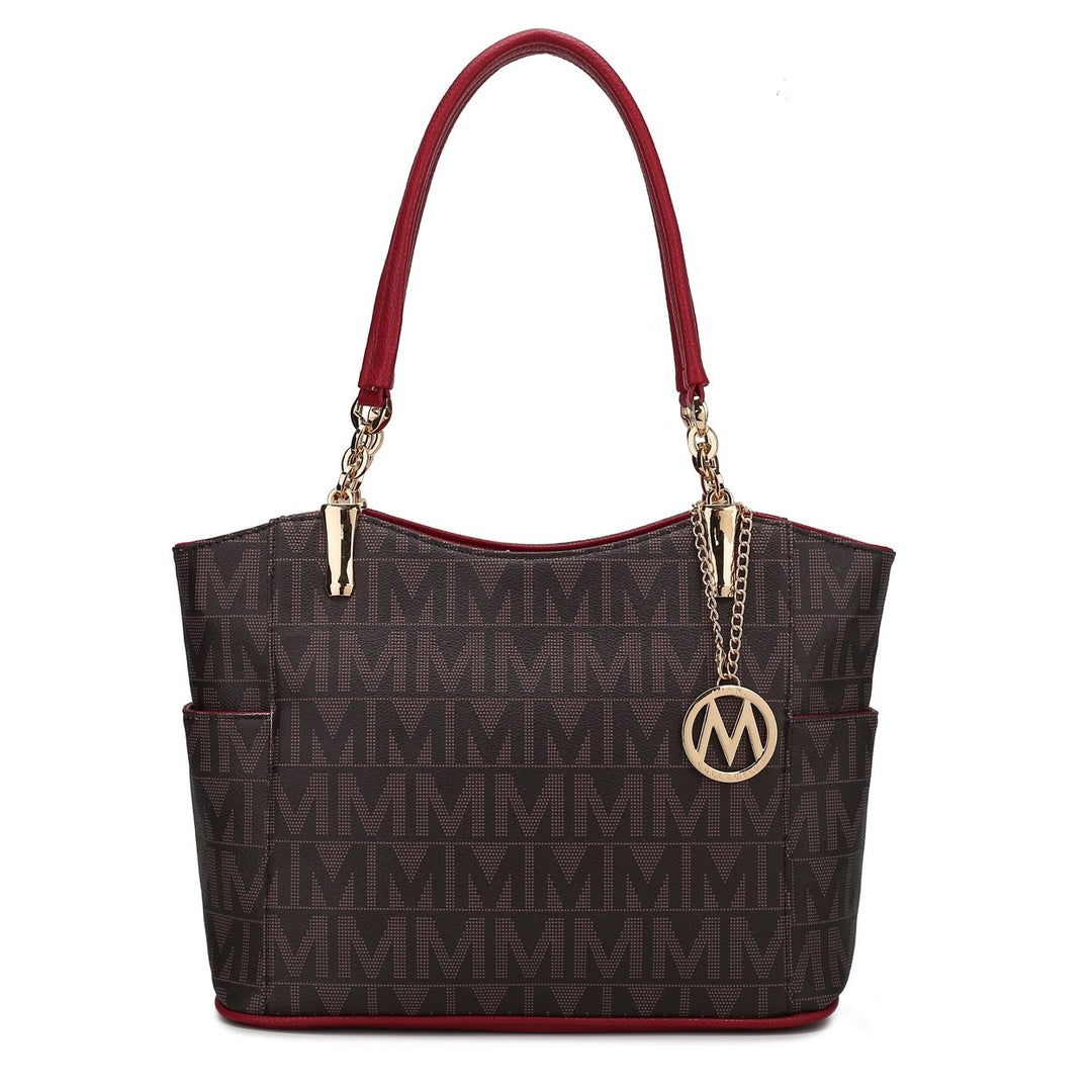 MKFCollection Braylee Signature Tote Bag - Vegan Leather Designer Handbag Image 9