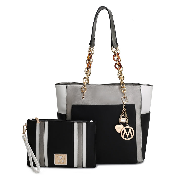 MKFCollection Rochelle Tote and Wristlet Set - Vegan Leather Designer Handbag Image 10