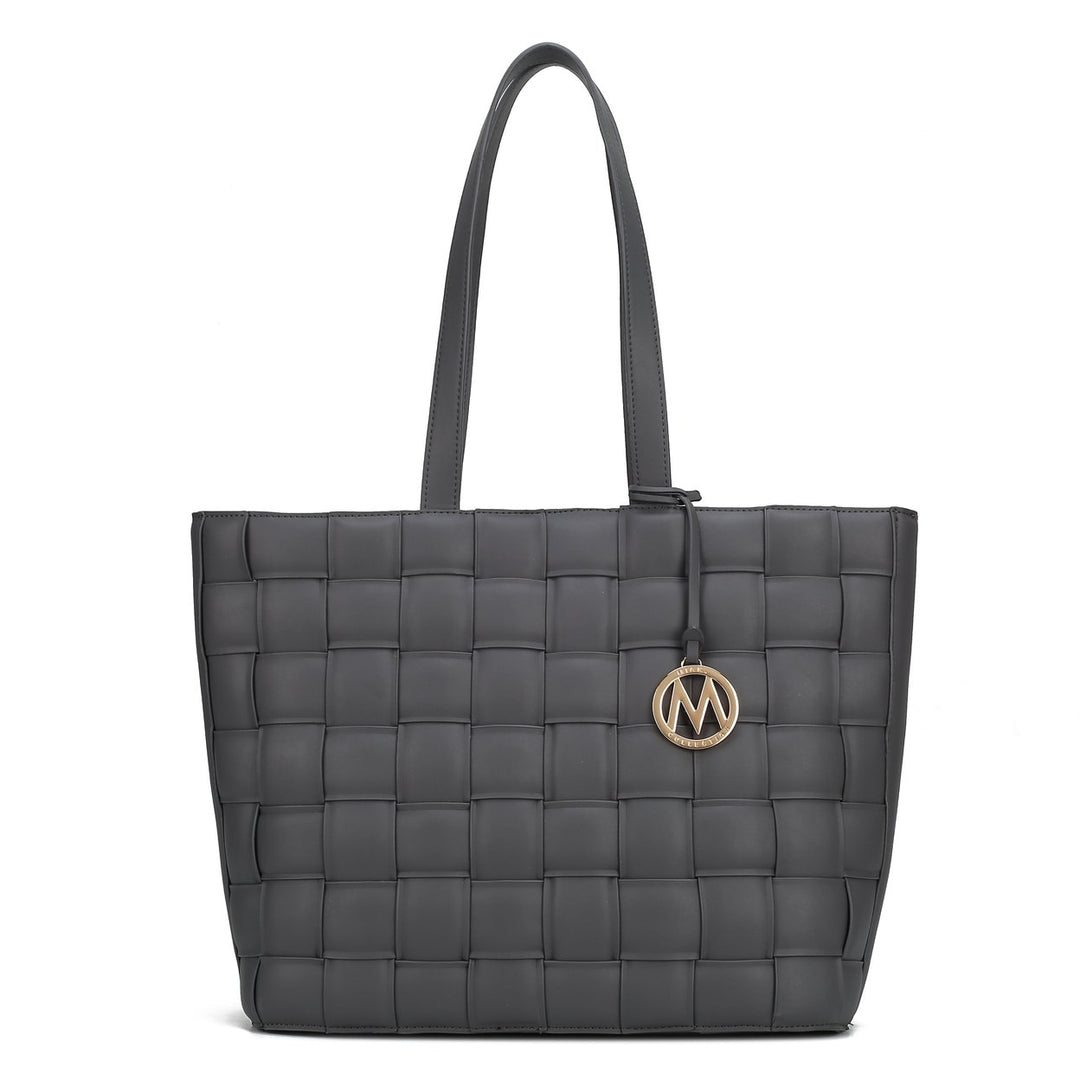 MKFCollection Rowan Woven Tote Bag - Vegan Leather Designer Handbag Image 4