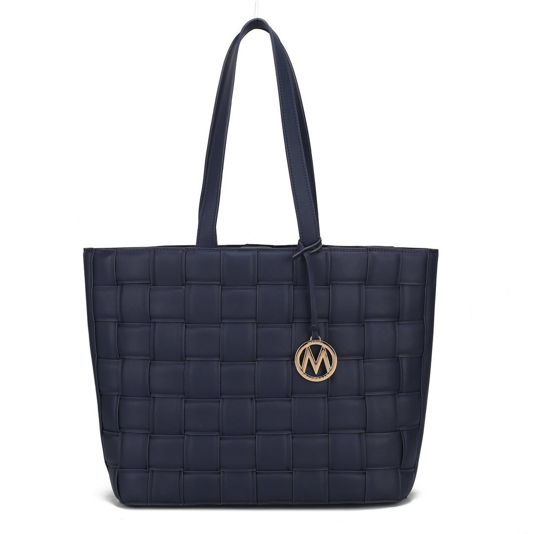 MKFCollection Rowan Woven Tote Bag - Vegan Leather Designer Handbag Image 4