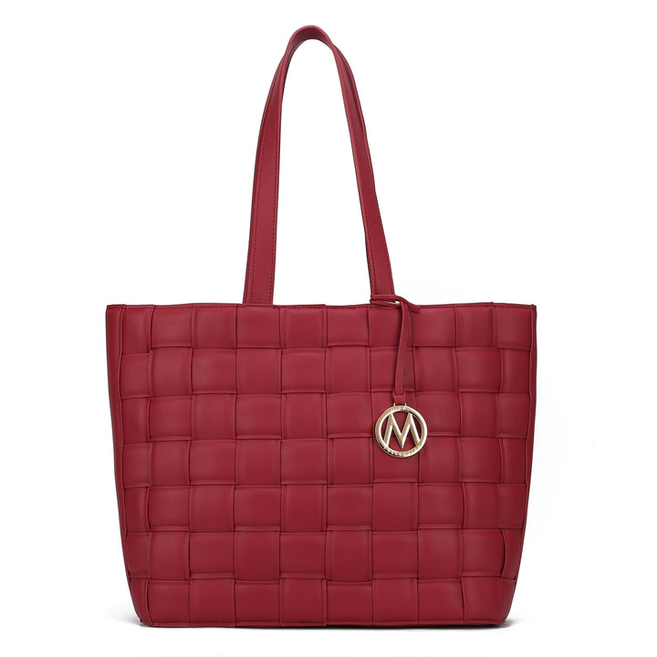 MKFCollection Rowan Woven Tote Bag - Vegan Leather Designer Handbag Image 8