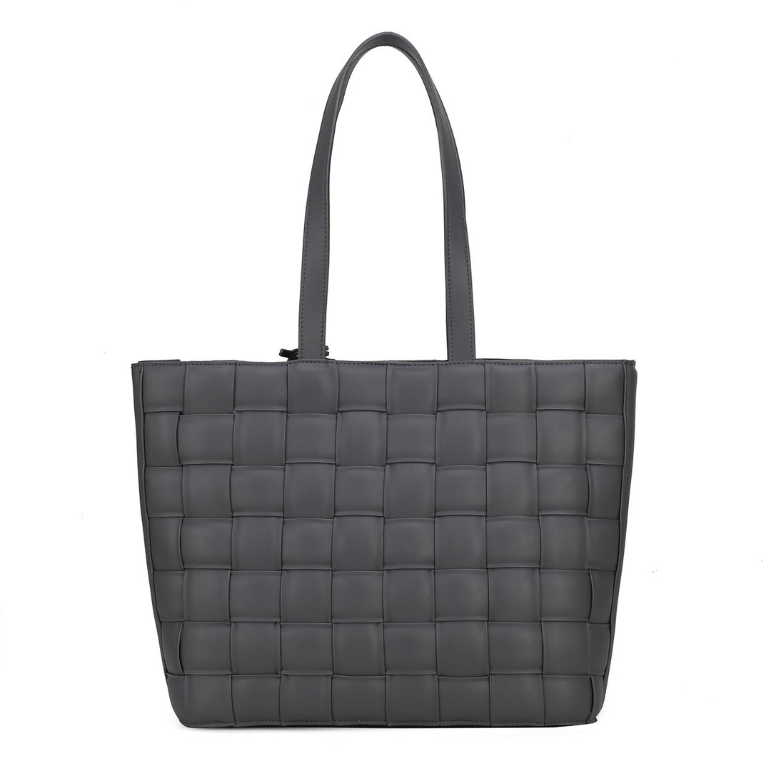 MKFCollection Rowan Woven Tote Bag - Vegan Leather Designer Handbag Image 12