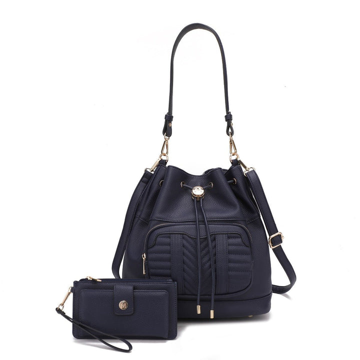 MKFCollection Ryder Bucket Bag and Wallet Set - Vegan Leather Designer Handbag Image 1