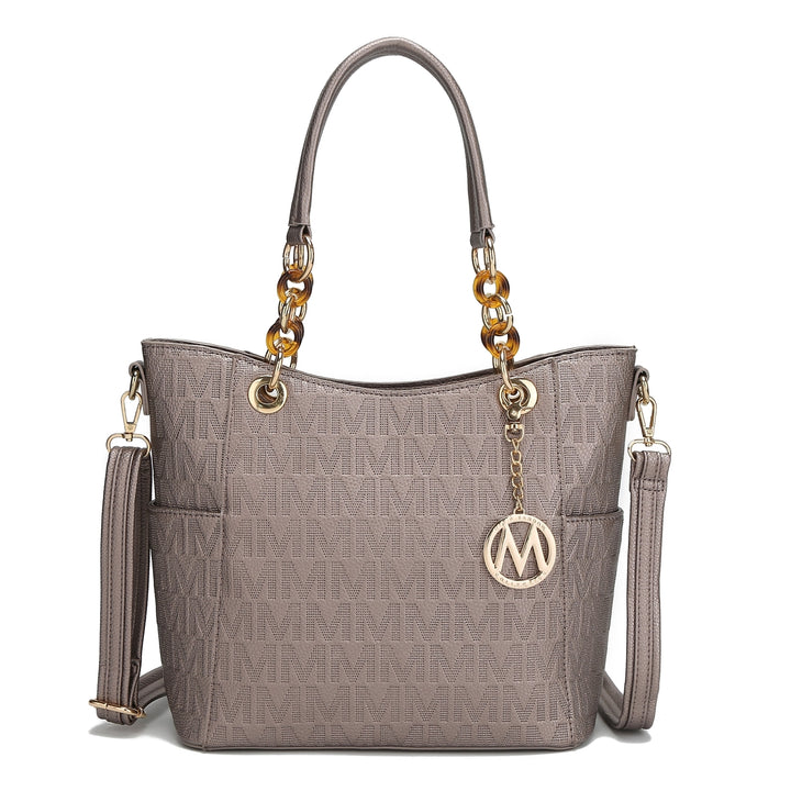 MKFCollection Rylee Signature Tote Bag - Vegan Leather Designer Handbag Image 4