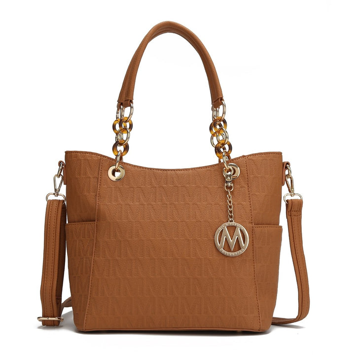 MKFCollection Rylee Signature Tote Bag - Vegan Leather Designer Handbag Image 1