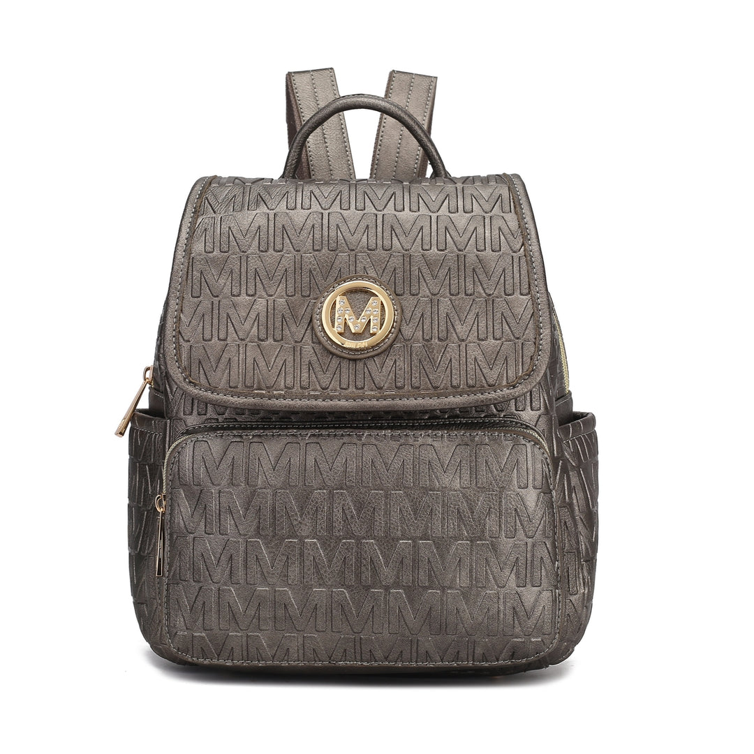 MKFCollection Samantha Signature Backpack - Vegan Leather Designer Handbag Image 9