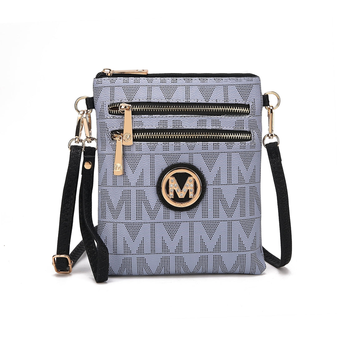 MKFCollection Charley Signature Convertible Crossbody Bag - Vegan Leather Design Image 4