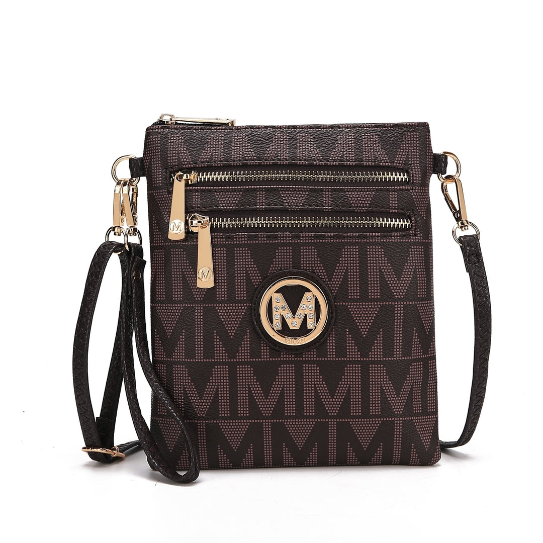 MKFCollection Charley Signature Convertible Crossbody Bag - Vegan Leather Design Image 6