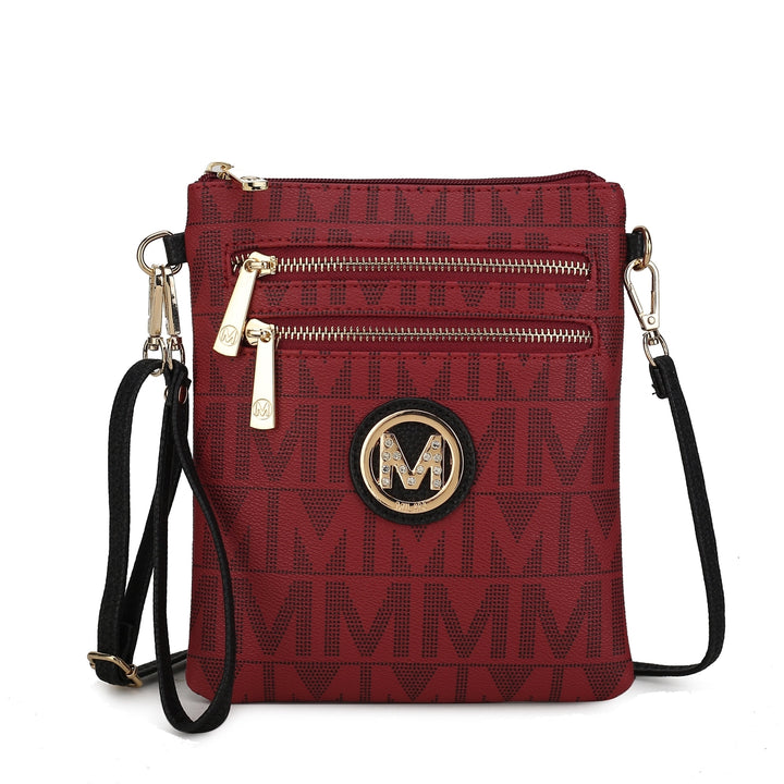 MKFCollection Charley Signature Convertible Crossbody Bag - Vegan Leather Design Image 9