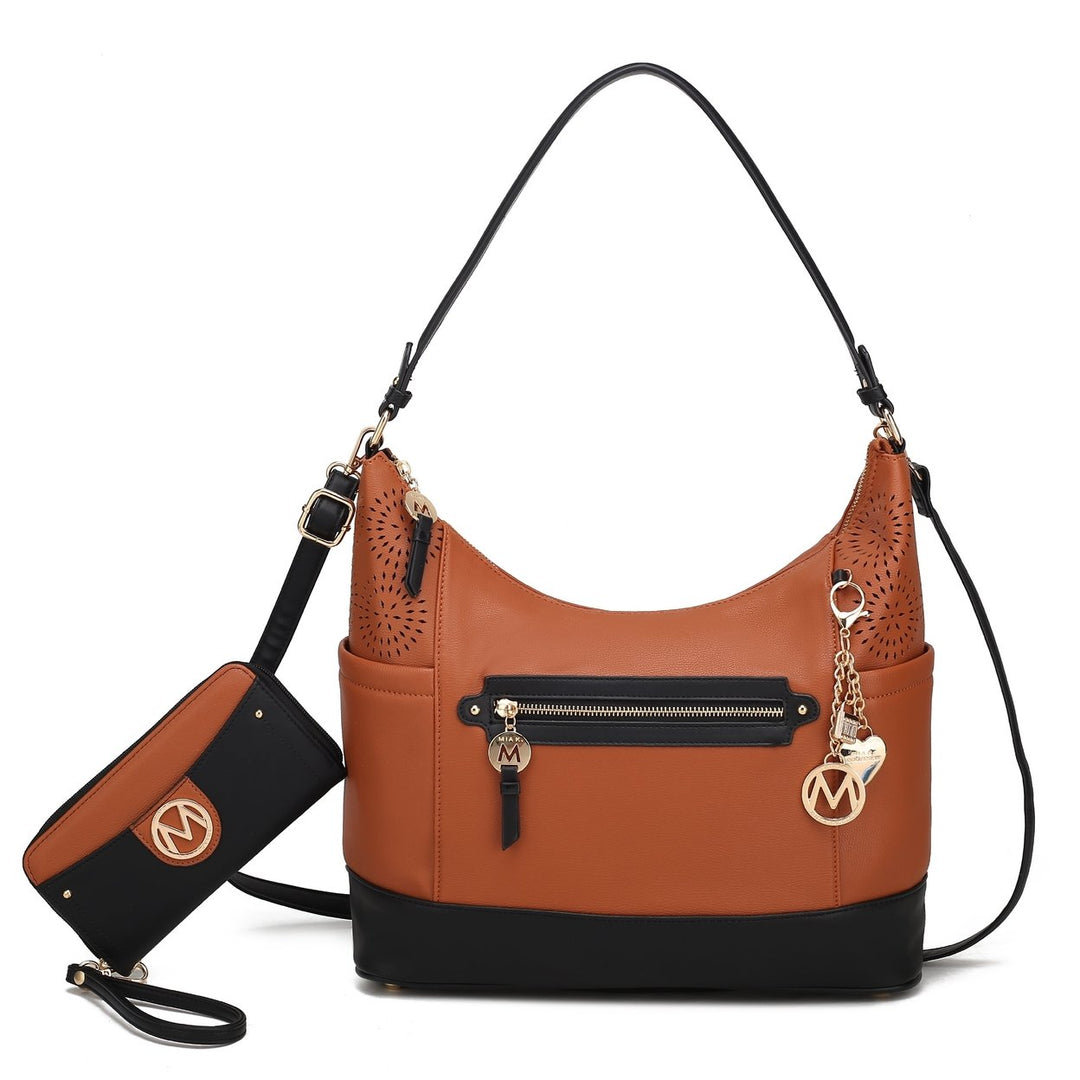 MKFCollection Charlotte Shoulder Bag With Matching Wallet - Vegan Leather Design Image 4