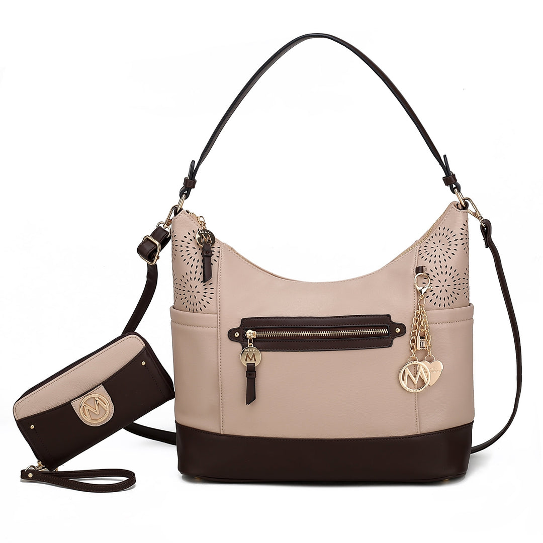 MKFCollection Charlotte Shoulder Bag With Matching Wallet - Vegan Leather Design Image 4