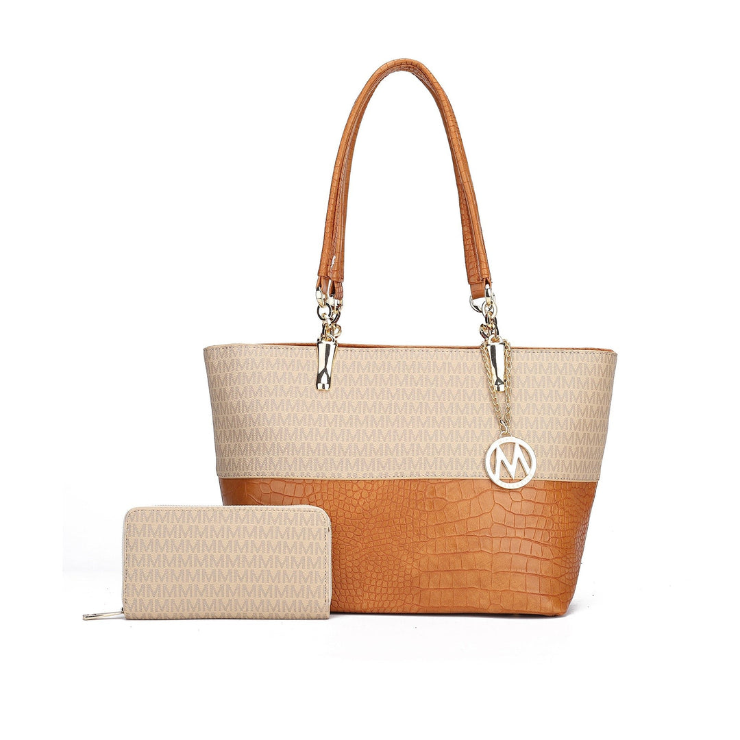 MKFCollection Sasha Signature Tote Bag - Vegan Leather Designer Handbag Image 1