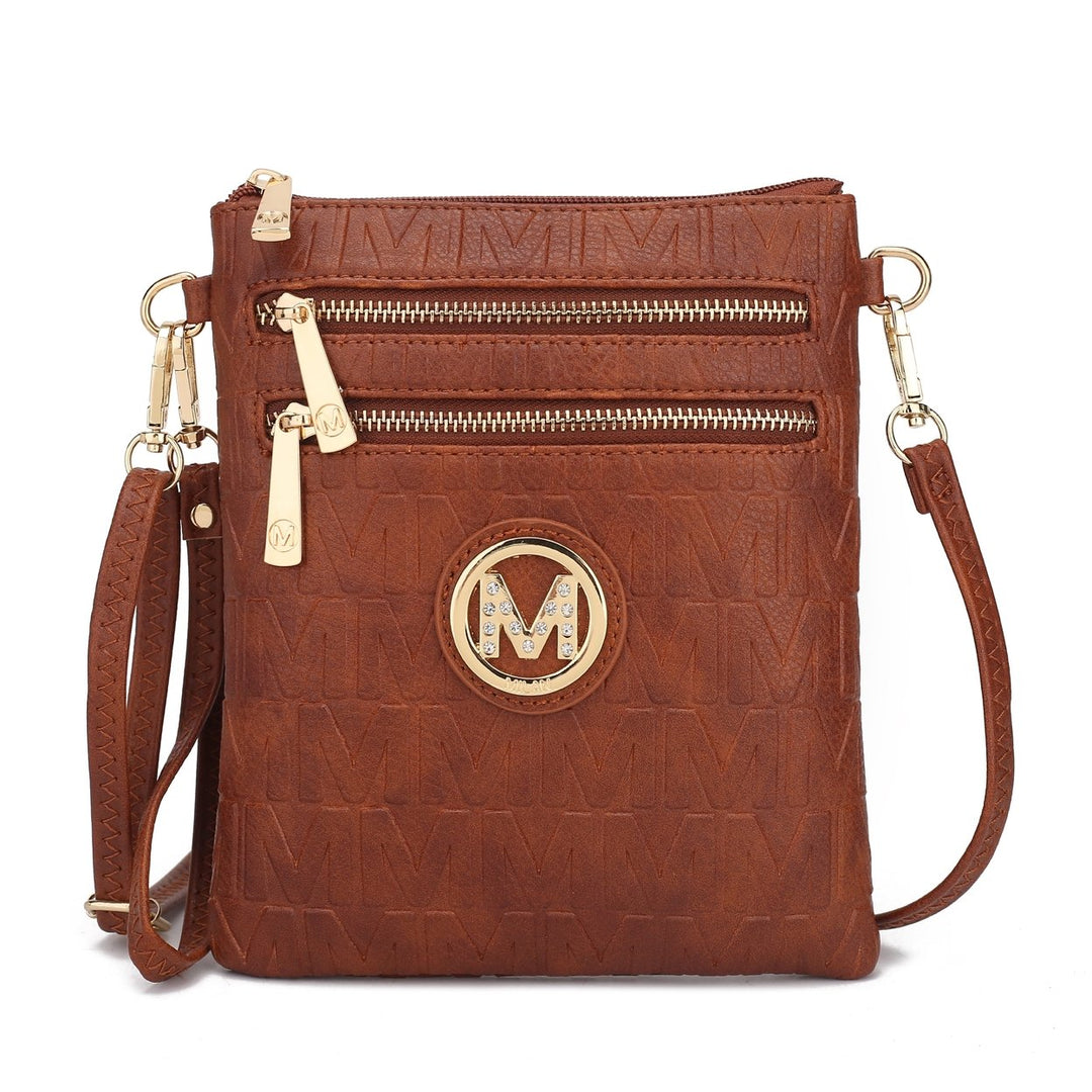 MKFCollection Scarlett Signature Crossbody Bag - Vegan Leather Designer Handbag Image 4