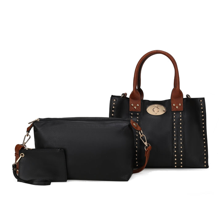 MKFCollection Elissa Shoulder Bag and Set - Vegan Leather Designer Handbag Image 3