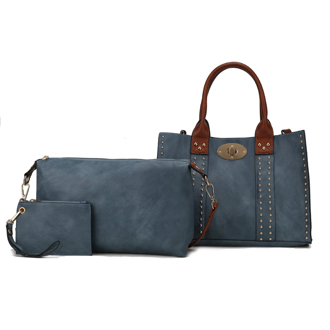 MKFCollection Elissa Shoulder Bag and Set - Vegan Leather Designer Handbag Image 4