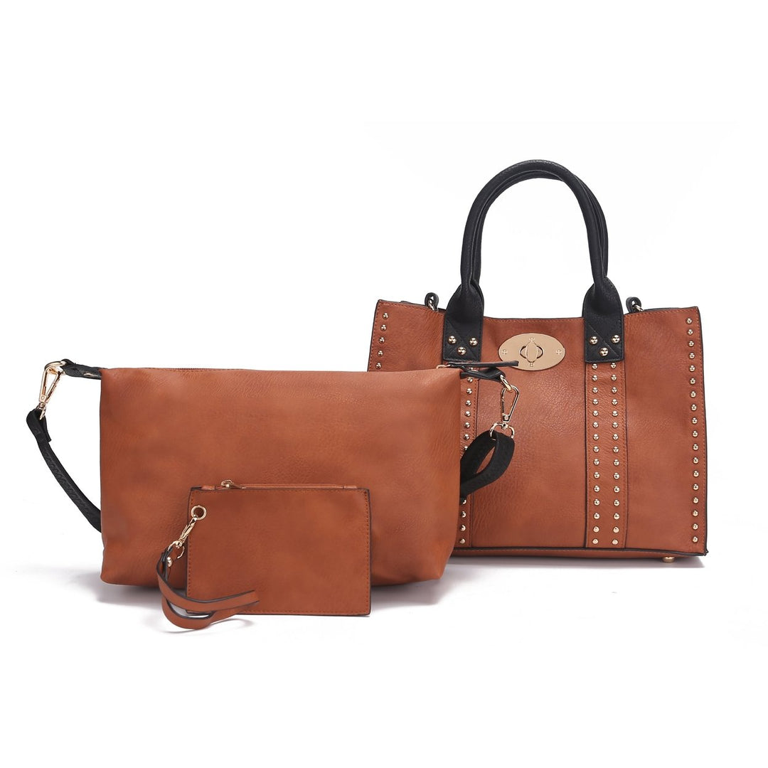 MKFCollection Elissa Shoulder Bag and Set - Vegan Leather Designer Handbag Image 4