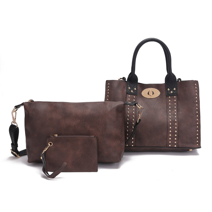 MKFCollection Elissa Shoulder Bag and Set - Vegan Leather Designer Handbag Image 6