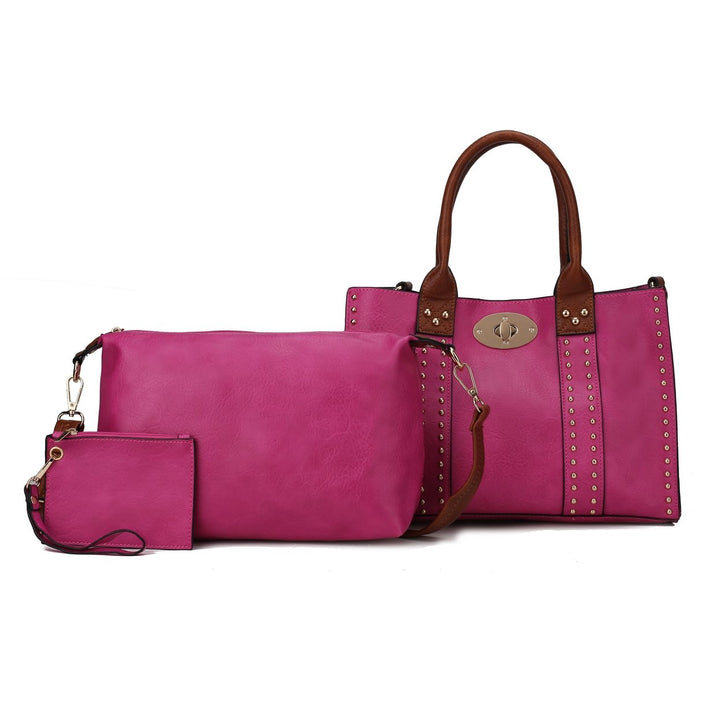 MKFCollection Elissa Shoulder Bag and Set - Vegan Leather Designer Handbag Image 9