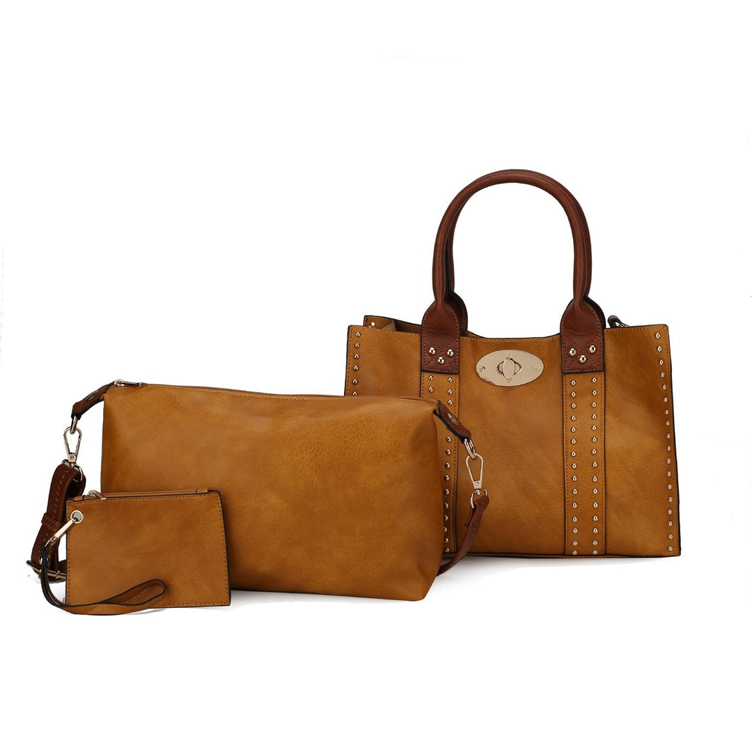 MKFCollection Elissa Shoulder Bag and Set - Vegan Leather Designer Handbag Image 10