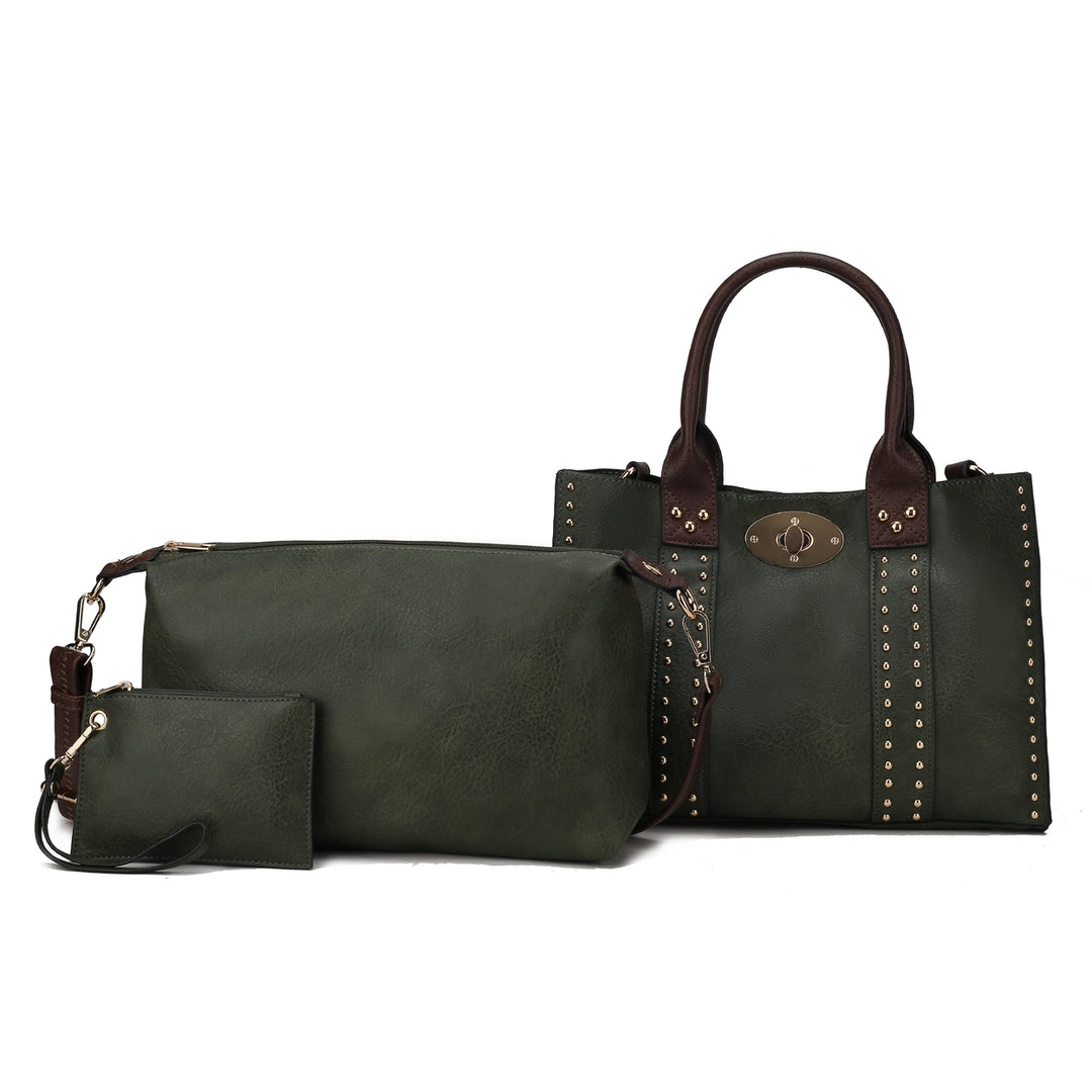 MKFCollection Elissa Shoulder Bag and Set - Vegan Leather Designer Handbag Image 12