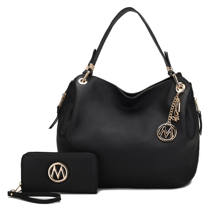 MKFCollection Fabienne Hobo Bag and Wallet Set - Vegan Leather Designer Handbag Image 3